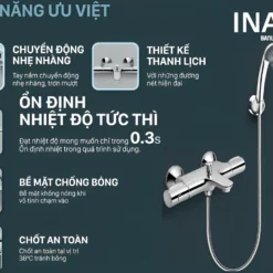 Vòi Sen Tắm INAX BFV-3413T-4C (BFV3413T4C) Nhiệt Độ Tự Động 22 Bộ Sen Cây INAX BFV-3413T-4C Nhiệt Độ