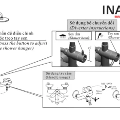 Vòi Sen Cây INAX BFV-1405S (BFV1405S) Nóng Lạnh 8 Bộ sen cây tắm nóng lạnh INAX BFV-1405S