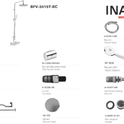 Cấu tạo sen tắm nhiệt độ INAX BFV-3415T-8C