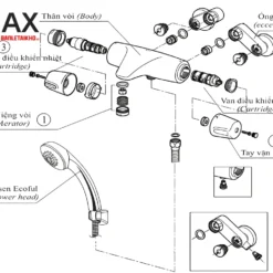 Vòi Sen Tắm INAX BFV-5103T-5C (BFV5103T5C) Nhiệt Độ Tự Động 9 Cấu tạo Vòi sen tắm INAX BFV-5103T-5C