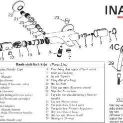 Vòi Sen Tắm INAX BFV-3413T-4C (BFV3413T4C) Nhiệt Độ Tự Động 31 Linh kiện INAX BFV-3413T-4C - Vòi sen tắm nhiệt độ