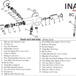 Linh kiện Sen cây tắm nhiệt độ INAX BFV-3415T-8C