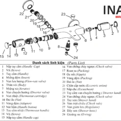 Linh kiện vòi sen tắm cây INAX BFV-3415T-9C nhiệt độ