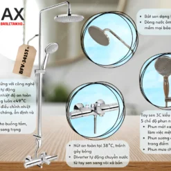 Vòi Sen Cây INAX BFV-3415T (BFV3415T) Nhiệt Độ 10 Tính năng Sen cây tắm nhiệt độ INAX BFV-3415T