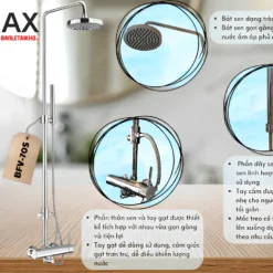 Vòi Sen Cây INAX BFV-70S (BFV70S) Nóng Lạnh 9 Ưu điểm Sen tắm cây nóng lạnh INAX BFV-70S