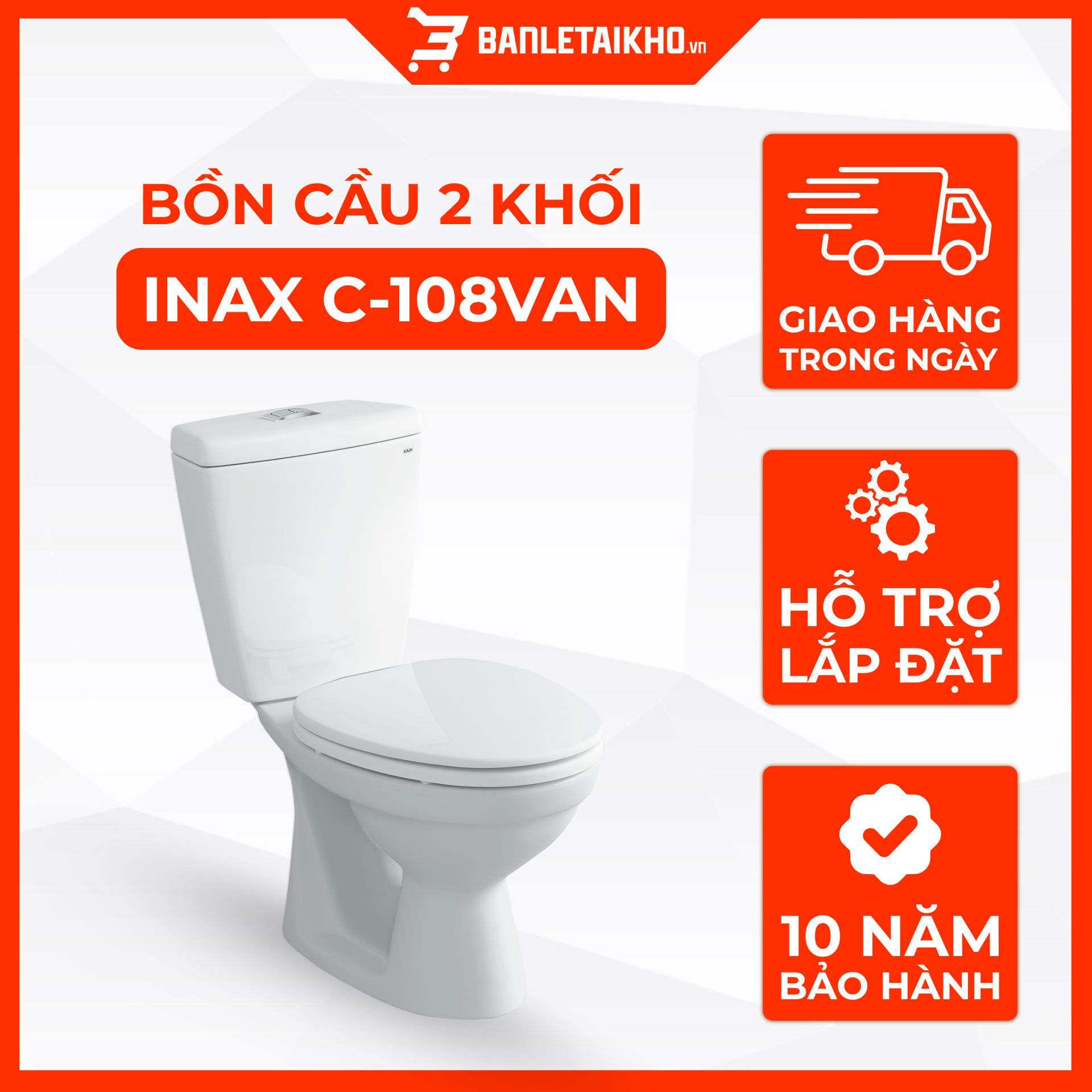 Bồn Cầu INAX 2 Khối C-108VAN (C108VAN) nắp êm CF-37VSAK 17 Bồn Cầu INAX 2 Khối C-108VAN (C108VAN) nắp êm CF-37VSAK