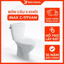 Bồn Cầu INAX 2 Khối C-117VAN (C117VAN) Nắp Êm Xả Gạt