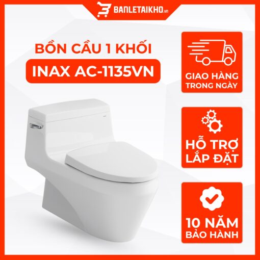 Bồn Cầu INAX AC-1135VN (AC1135VN) 1 Khối Aqua Ceramic Xả Gạt