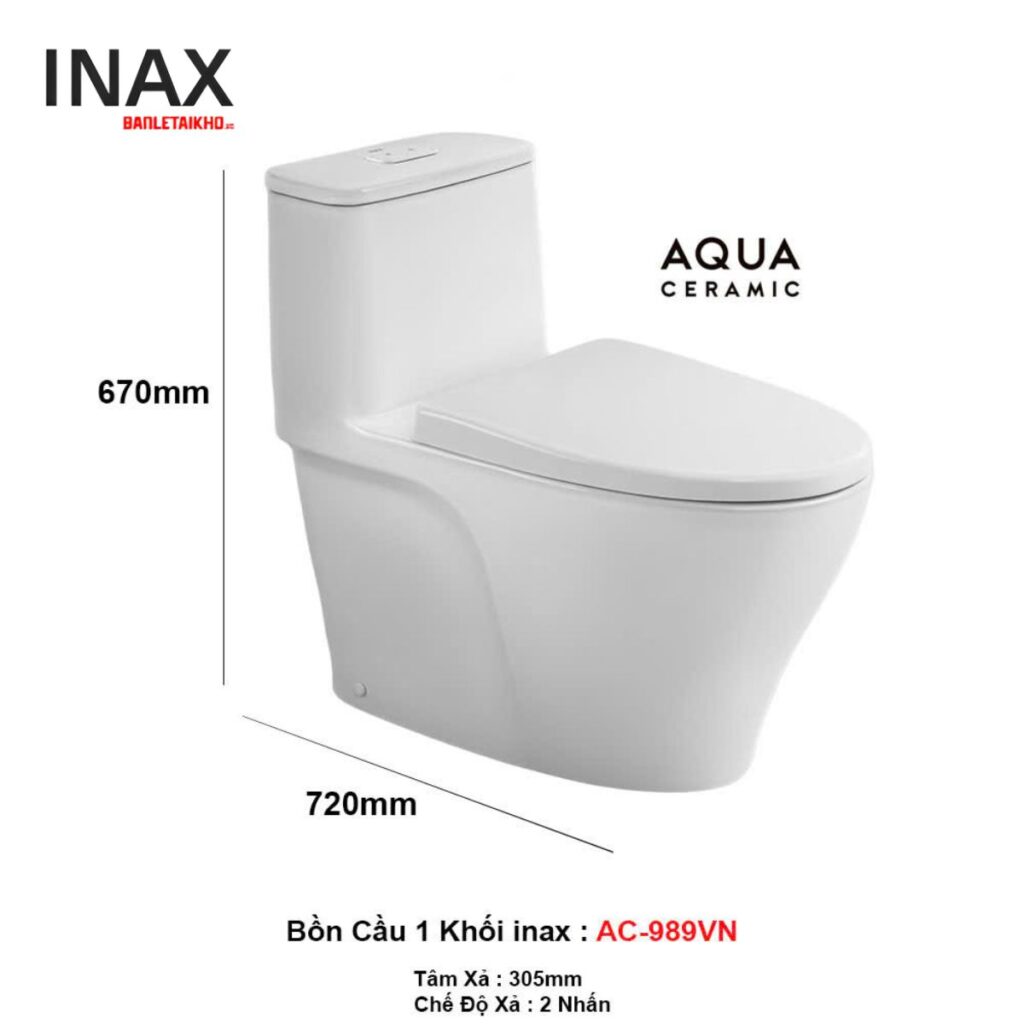 Bồn cầu INAX AC-989VN Chính hãng Nắp êm, Giá 4.723K
