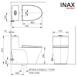 Bồn Cầu INAX AC-989VN (AC989VN) 1 Khối Aqua Ceramic Nắp Êm