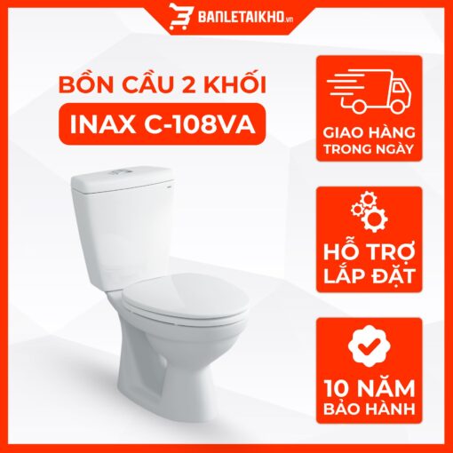 Bồn Cầu INAX C-108VA (C108VA) 2 Khối Nắp Thường Xả Nhấn