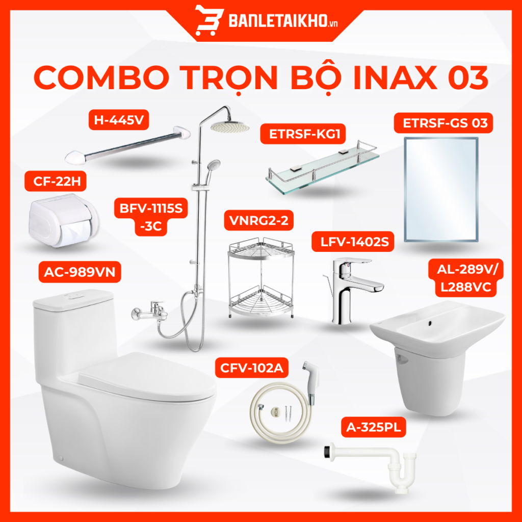 COMBO BỒN CẦU INAX AC989VN tại cty Bán Lẻ Tại Kho