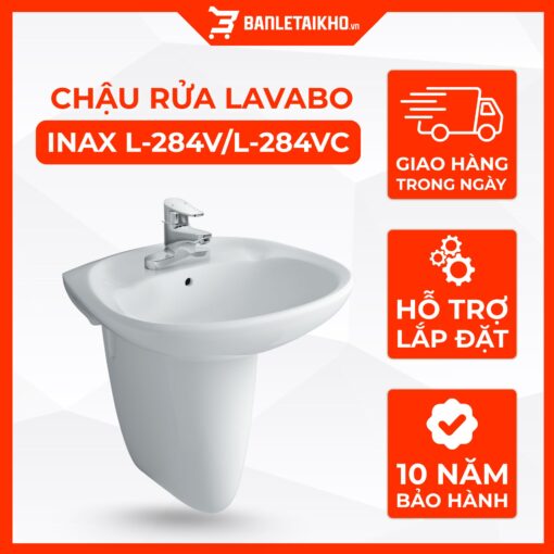 Chậu Rửa Lavabo INAX L-284V/L-284VC Kèm Chân Ngắn Treo Tường 1 Chậu Rửa Lavabo INAX L-284VL-284VC Kèm Chân Ngắn Treo Tường