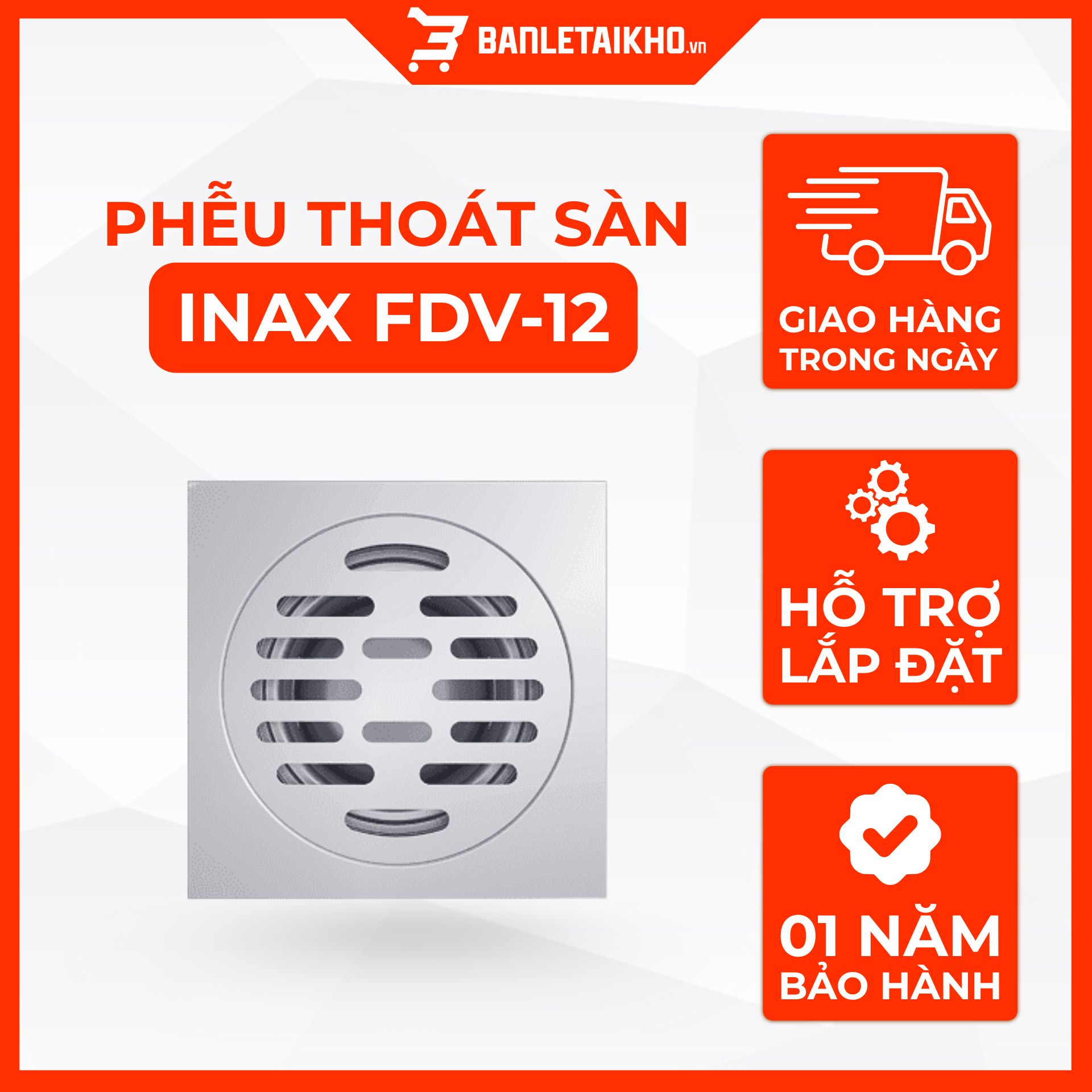 Phễu Thoát Sàn INAX FDV-12 (FDV12) Vuông 120x120 (Ø90) 9 Phễu Thoát Sàn INAX FDV-12 (FDV12) Vuông 120x120 (Ø90)