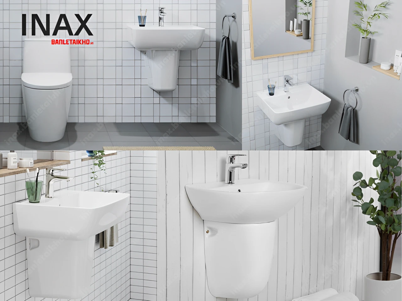 Chậu rửa lavabo INAX AL-312V treo tường hình chữ nhật, thiết kế bo tròn, tinh tế