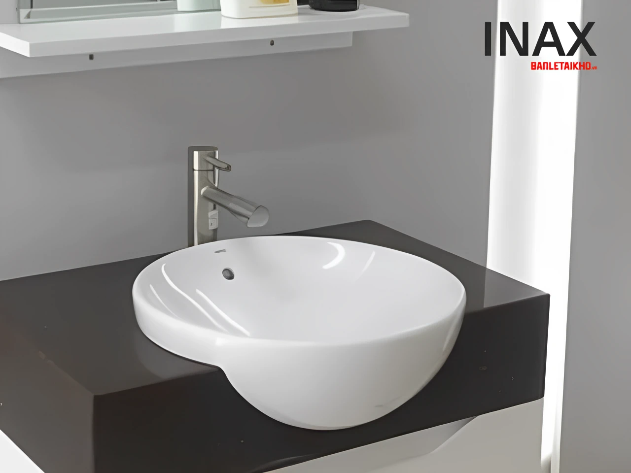 Chậu rửa lavabo INAX AL-333V bán âm bàn có kiểu bán âm bàn hình tròn