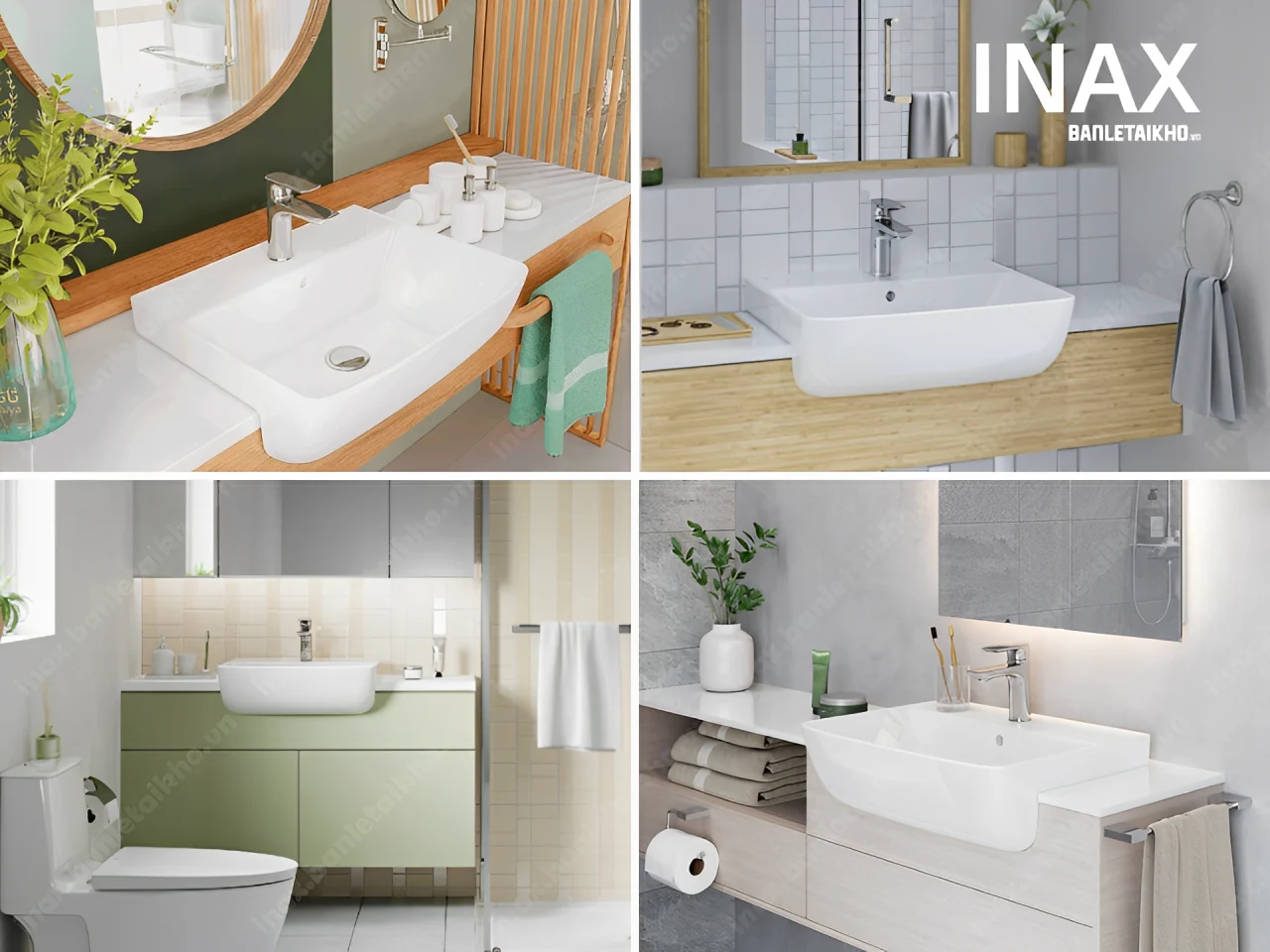 Chậu rửa lavabo INAX AL-345V bán âm bàn dạng hình chữ nhật