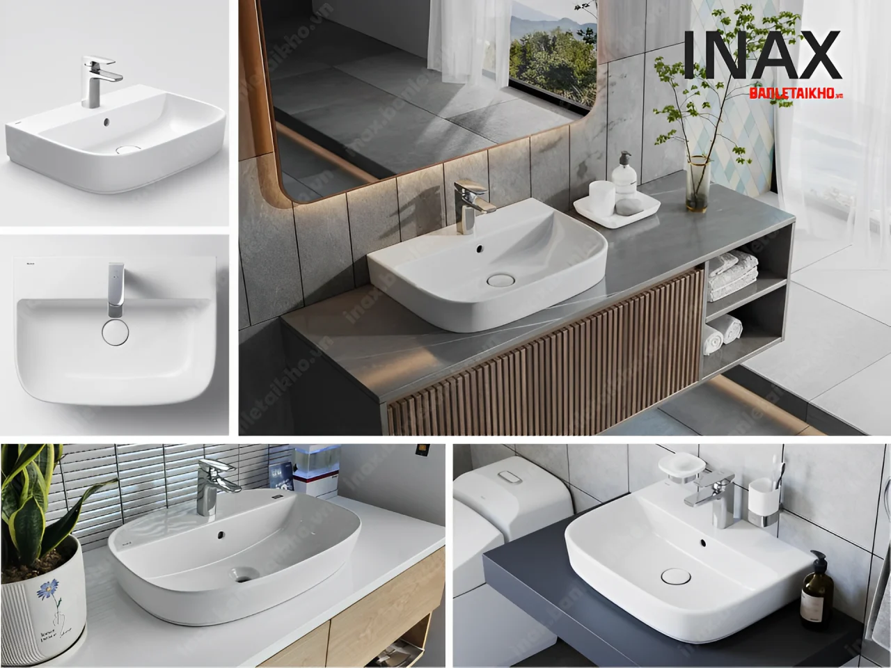 Chậu rửa lavabo INAX AL-652V được thiết kế hình chữ nhật bo góc mềm mại