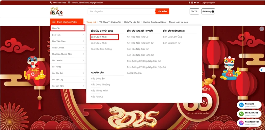 Chọn danh mục thiết bị vệ sinh INAX