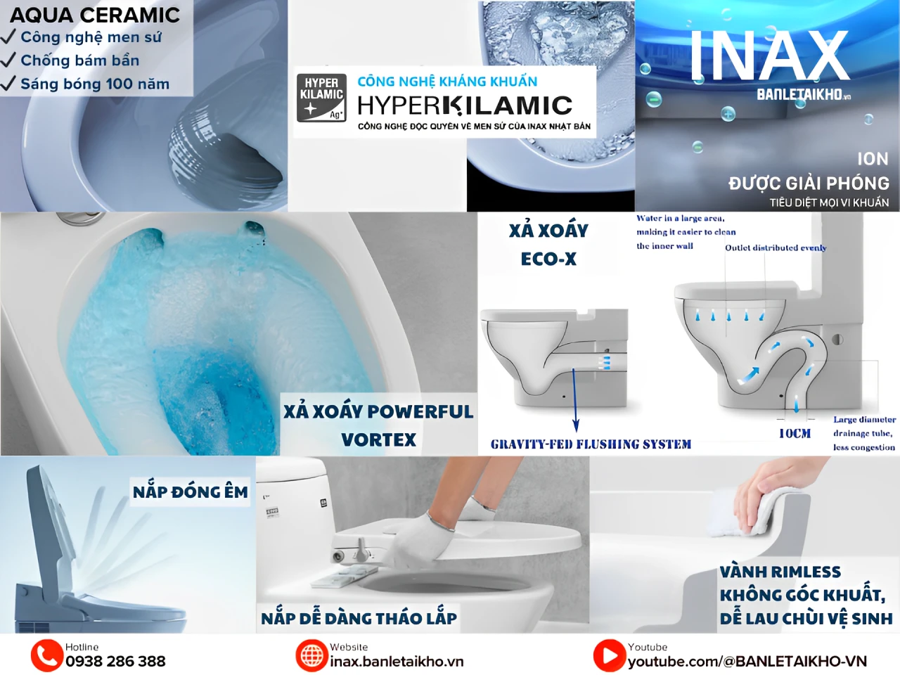 Công nghệ nổi bật của bồn cầu treo tường INAX chính hãng