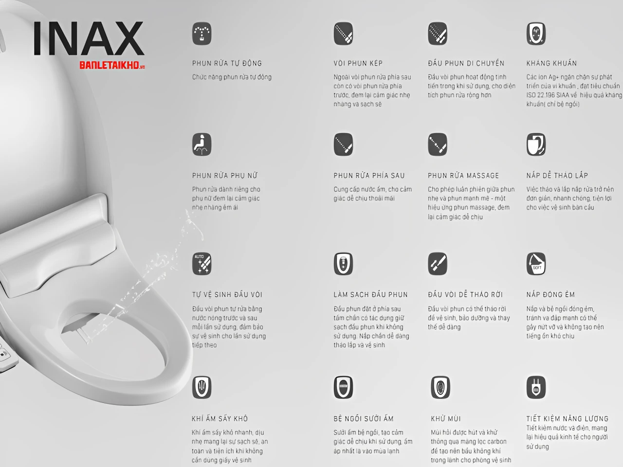 Công nghệ vượt trội của nắp bồn cầu INAX chính hãng