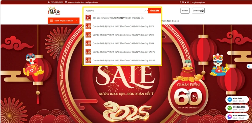 Truy cập vào website inax.banletaikho.vn