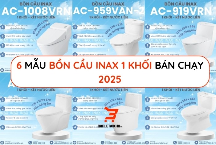 6 mẫu bồn cầu inax 1 khối bán chạy nhất 2025