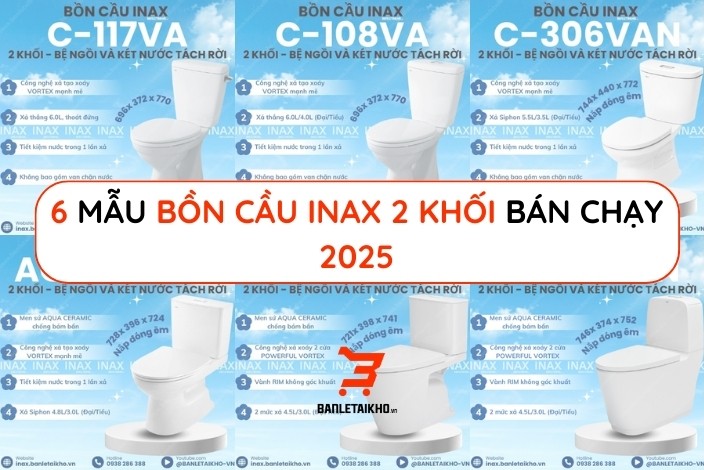 6 Mẫu bồn cầu INAX 2 khối bán chạy 2025