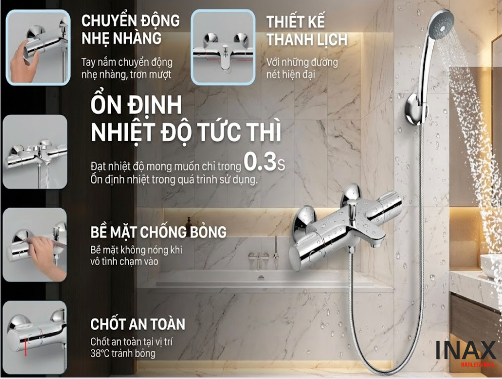 Công nghệ Chạm mát của vòi sen tắm nhiệt độ INAX