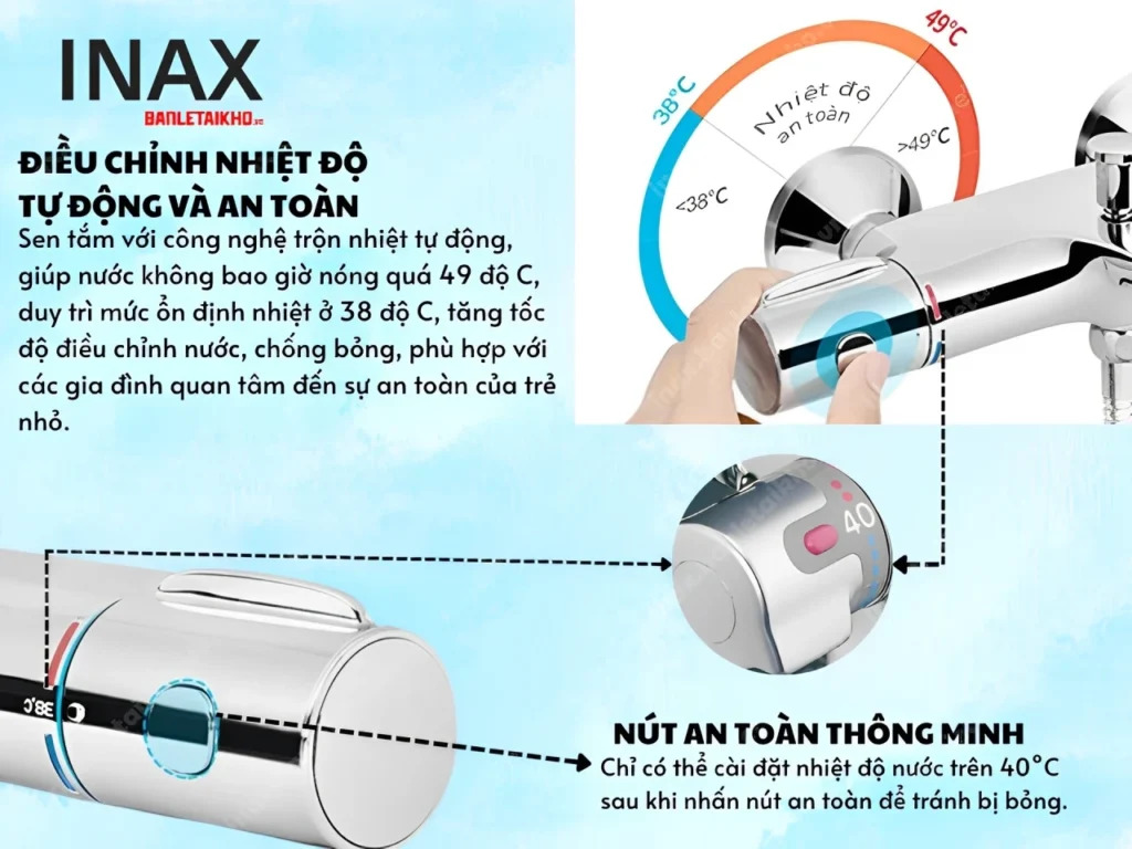 Công nghệ Thermostat của vòi sen tắm nhiệt độ INAX