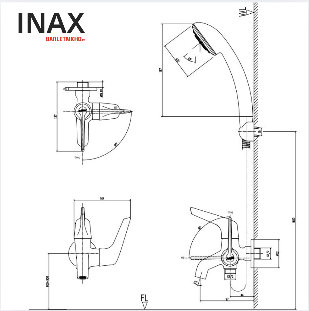 Công nghệ đúc nguyên khối của vòi sen tắm nóng lạnh INAX