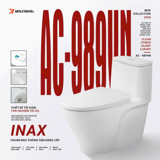 Bồn Cầu xí bệt INAX AC-989VN (AC989VN) 1 Khối Aqua Ceramic Nắp Êm