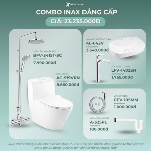combo thiết bị vệ sinh INAX có ác-919vrn