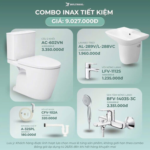 Combo INAX Đẳng Cấp có Bồn cầu AC-602VN 1 hinh compo cso ac 602